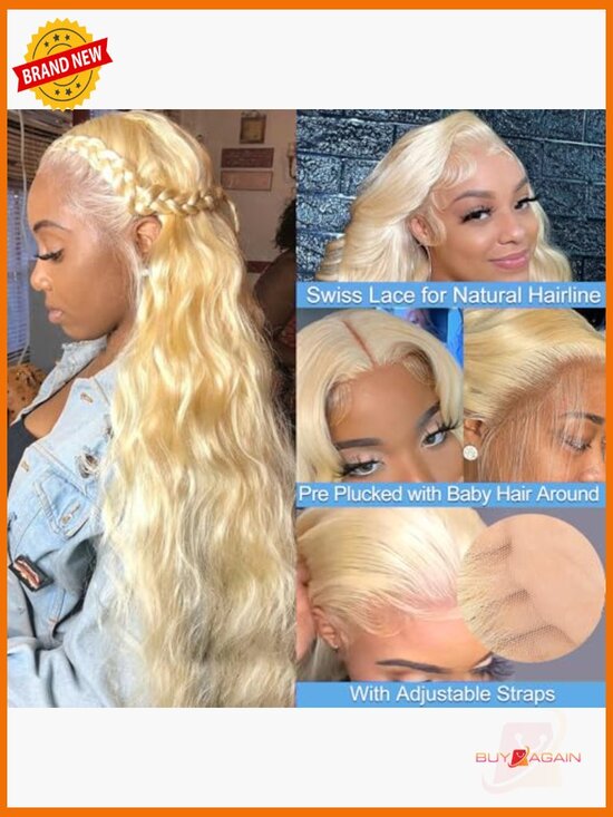 613 Blonde Lace Front Wig Human Hair 13x4 Body Wave Pre Plucked 150% Density 26 main image 6
